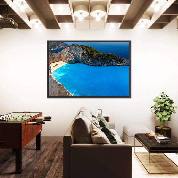 Navagio Beach Canvas Wall Art-3 Horizontal-Gallery Wrap-25" x 16"-Tiaracle