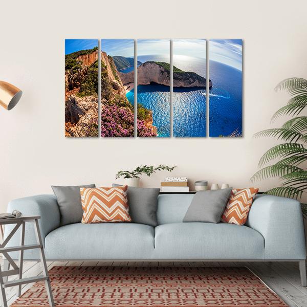 Navagio Beach In Greece Canvas Wall Art-5 Horizontal-Gallery Wrap-22" x 12"-Tiaracle