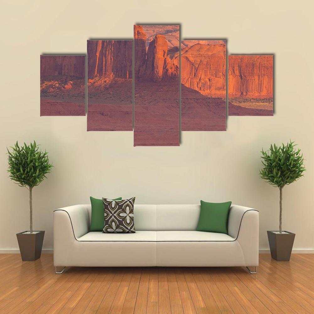 Navajo Park Of Monument Valley Canvas Wall Art-5 Star-Gallery Wrap-62" x 32"-Tiaracle