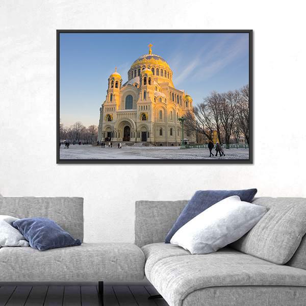 Naval Cathedral Russia Canvas Wall Art-3 Horizontal-Gallery Wrap-25" x 16"-Tiaracle