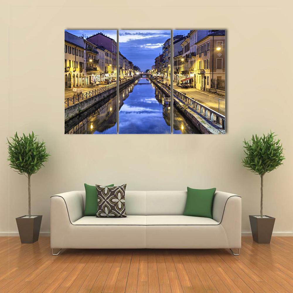 Naviglio Grande Canal Canvas Wall Art-3 Horizontal-Gallery Wrap-37" x 24"-Tiaracle