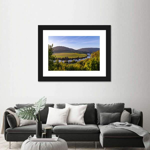 Neckarsteinach Town Germany At Sunrise Canvas Wall Art-3 Horizontal-Gallery Wrap-25" x 16"-Tiaracle