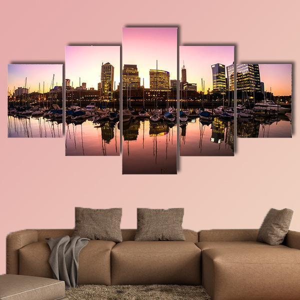 Neighbourhood Of Puerto Madero Canvas Wall Art-5 Star-Gallery Wrap-62" x 32"-Tiaracle