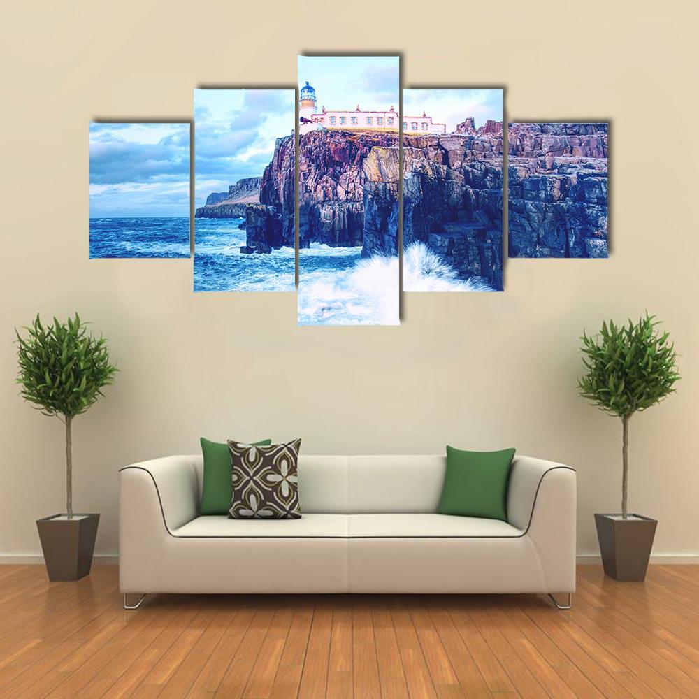 Neist Point Lighthouse Canvas Wall Art-5 Star-Gallery Wrap-62" x 32"-Tiaracle