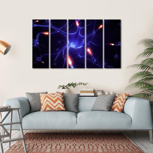 Nerve Cell Illustration Canvas Wall Art-5 Horizontal-Gallery Wrap-22" x 12"-Tiaracle