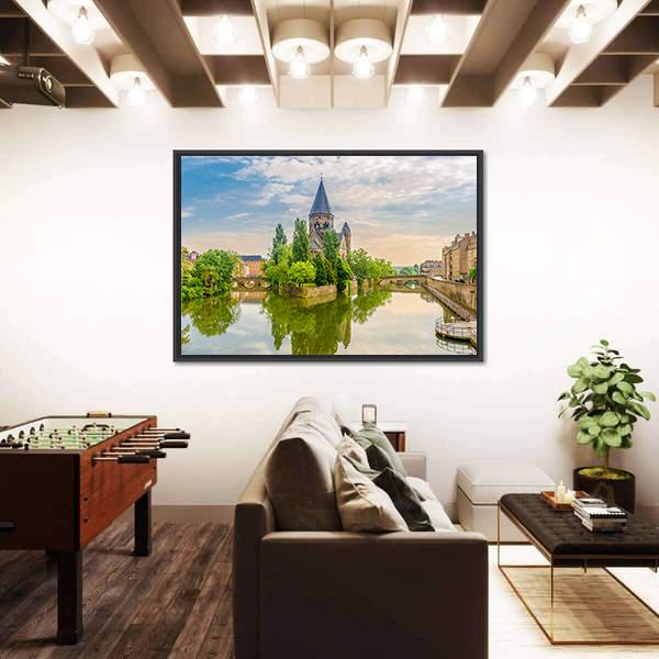 Neuf Temple France Canvas Wall Art-3 Horizontal-Gallery Wrap-25" x 16"-Tiaracle