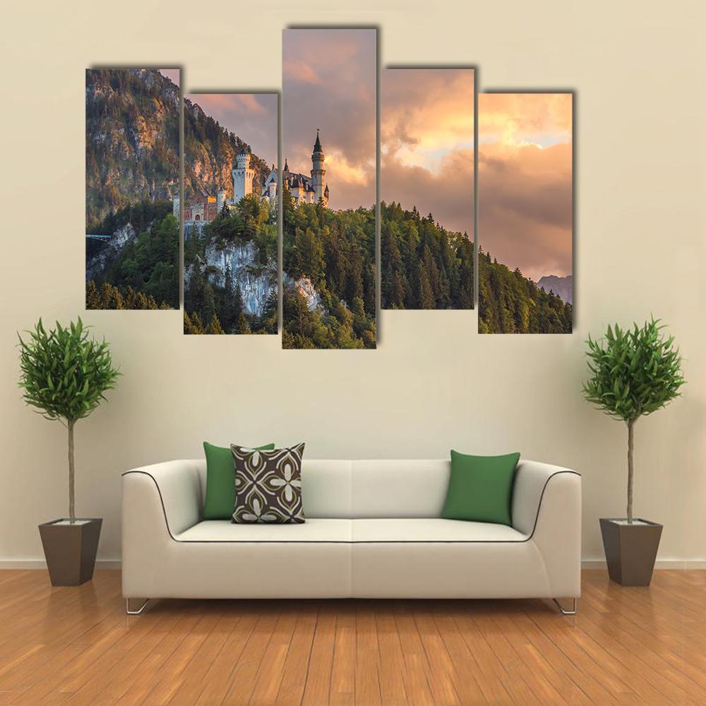 Neuschwanstein Castle Germany Canvas Wall Art-5 Pop-Gallery Wrap-47" x 32"-Tiaracle