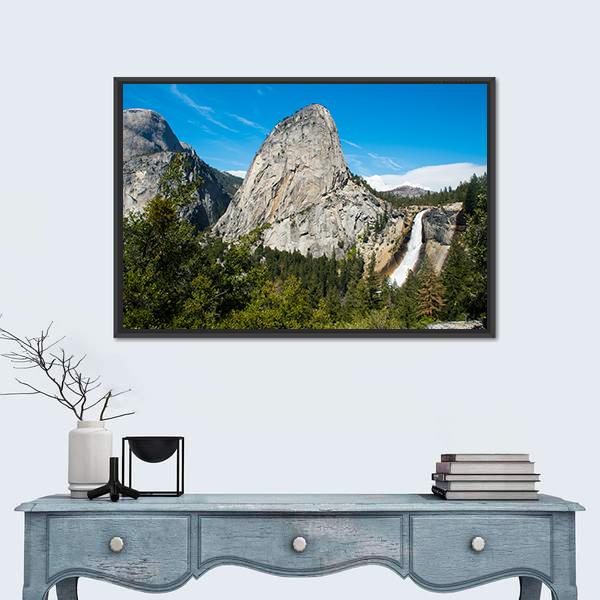 Nevada Falls Canvas Wall Art-1 Piece-Floating Frame-24" x 16"-Tiaracle