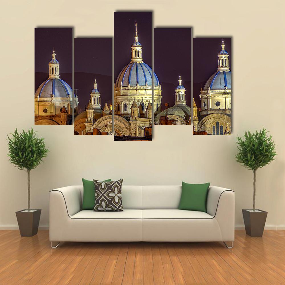 New Cathedral Of Cuenca Canvas Wall Art-5 Pop-Gallery Wrap-47" x 32"-Tiaracle