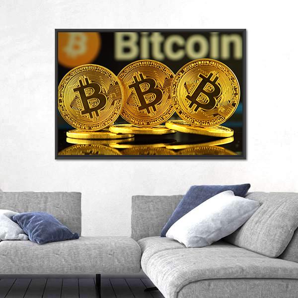 New Virtual Money Bitcoin Canvas Wall Art-3 Horizontal-Gallery Wrap-25" x 16"-Tiaracle