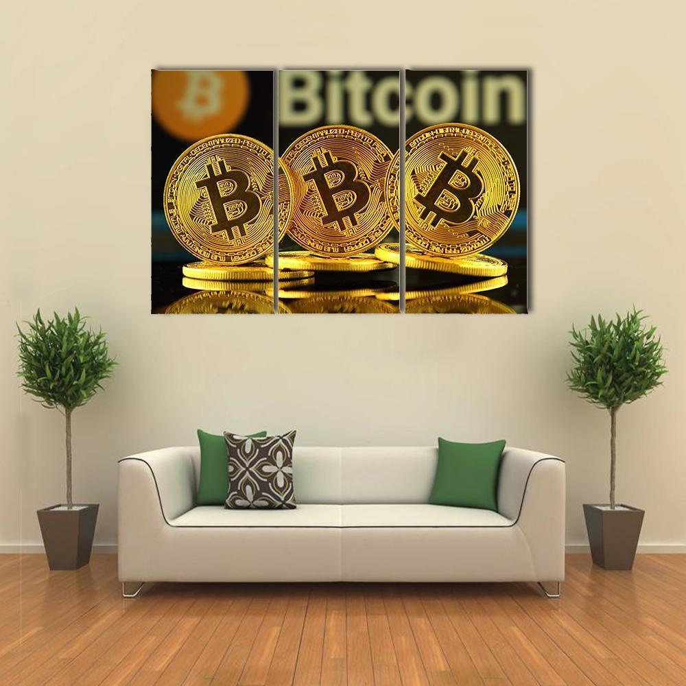 New Virtual Money Bitcoin Canvas Wall Art-3 Horizontal-Gallery Wrap-37" x 24"-Tiaracle