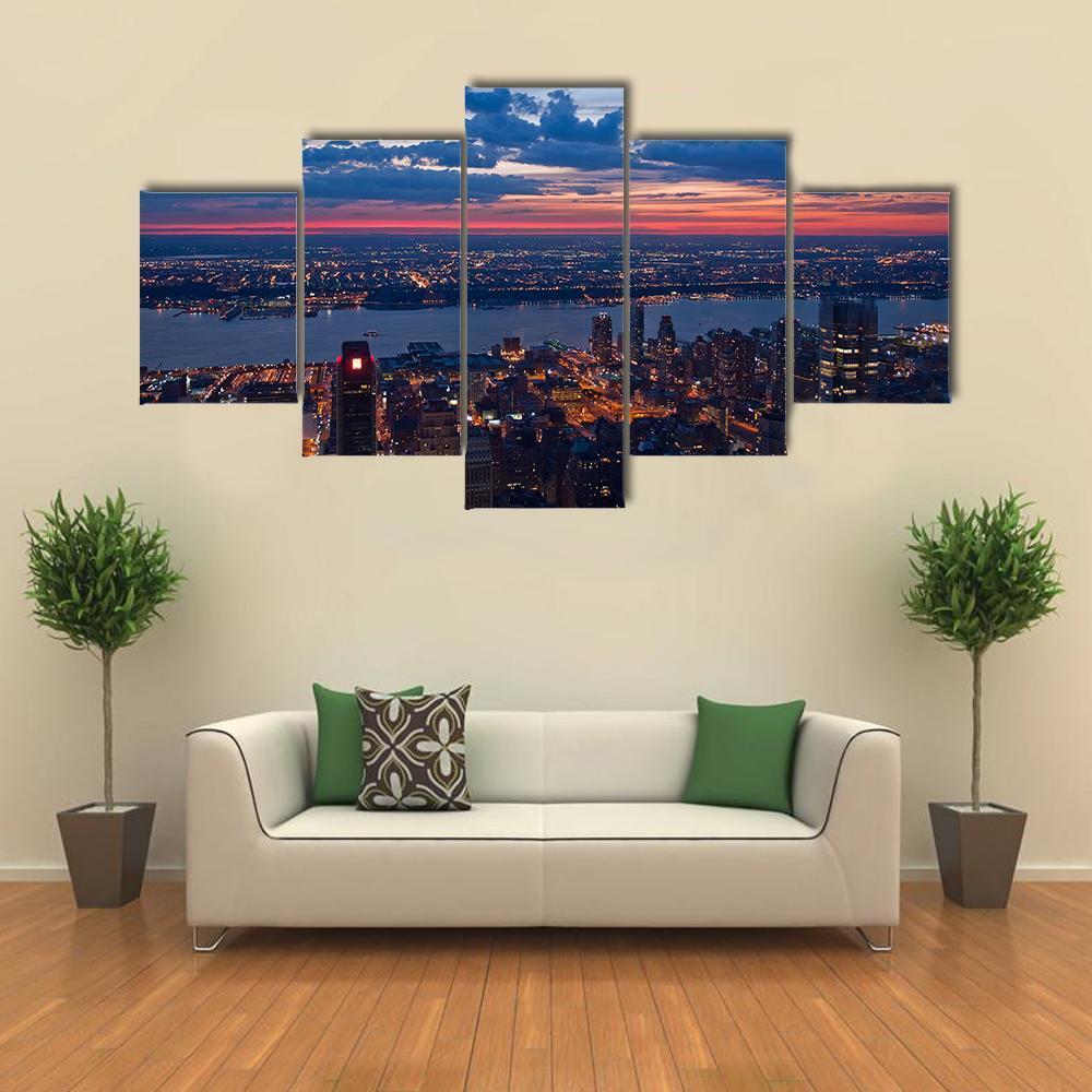New York & New Jersey Canvas Wall Art-5 Star-Gallery Wrap-62" x 32"-Tiaracle
