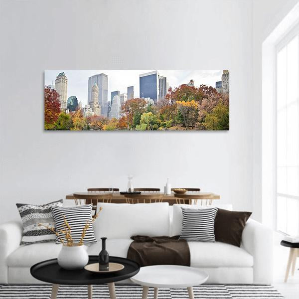 Ice Skaters Having Fun NY Panoramic Canvas Wall Art-1 Piece-36" x 12"-Tiaracle