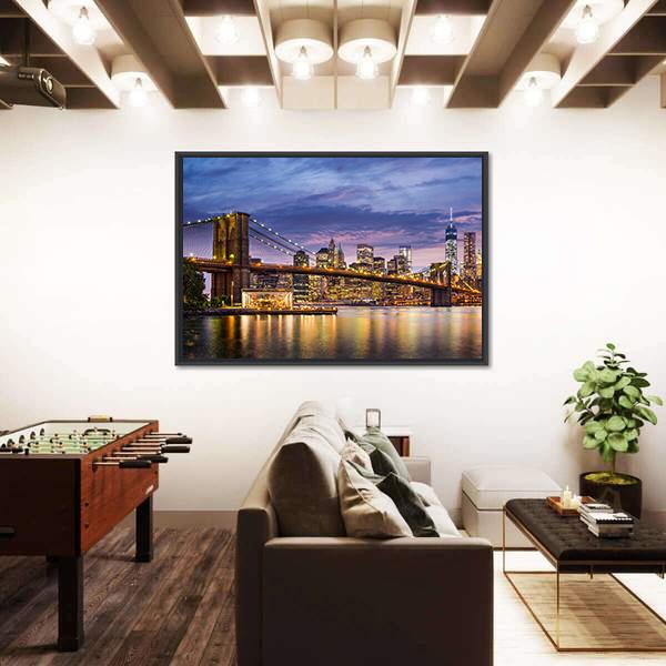 New York City At Twilight Panoramic Canvas Wall Art-1 Piece-36" x 12"-Tiaracle