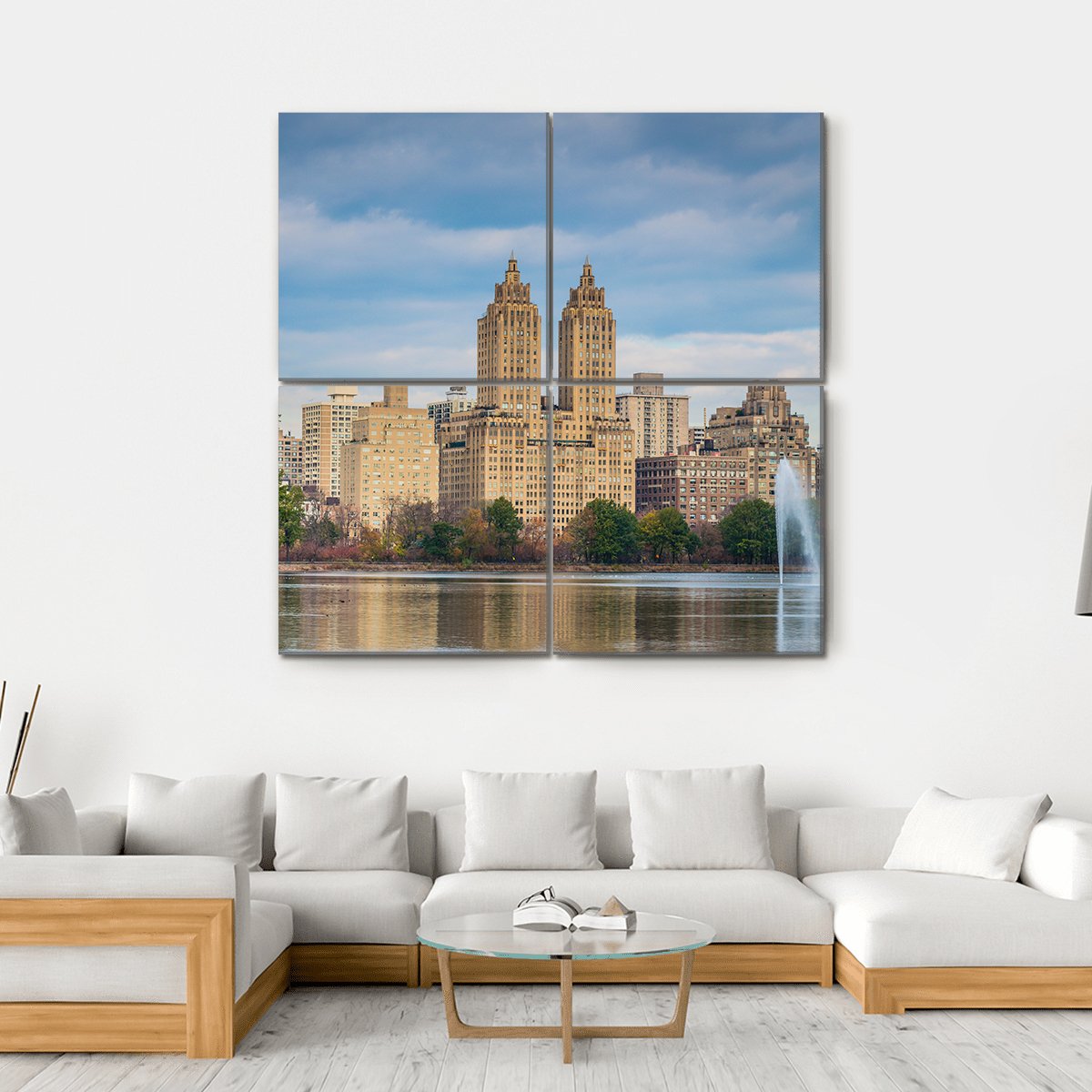 New York Cityscape Canvas Wall Art-4 Square-Gallery Wrap-17" x 17"-Tiaracle