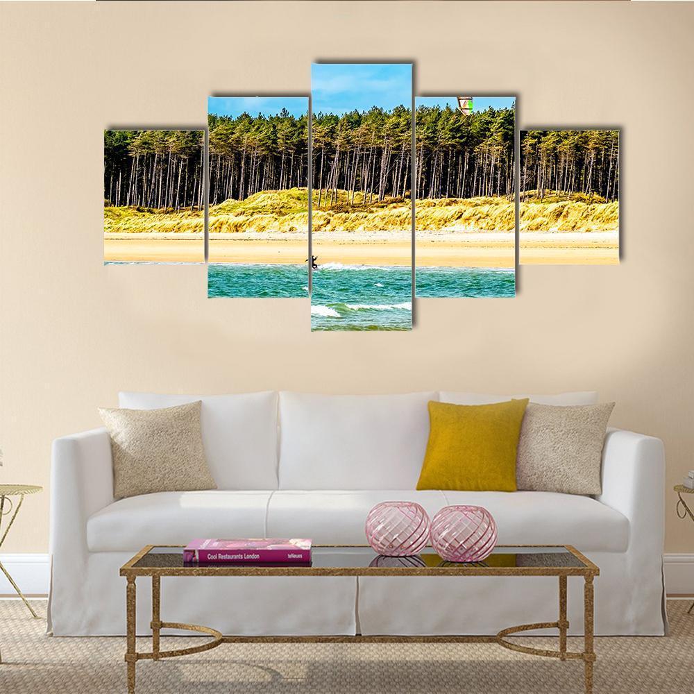Kite Flyer Surfing Canvas Wall Art-5 Star-Gallery Wrap-62" x 32"-Tiaracle