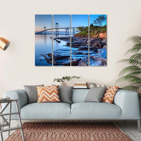 Newport Bridge From Taylor Canvas Wall Art-4 Horizontal-Gallery Wrap-34" x 24"-Tiaracle
