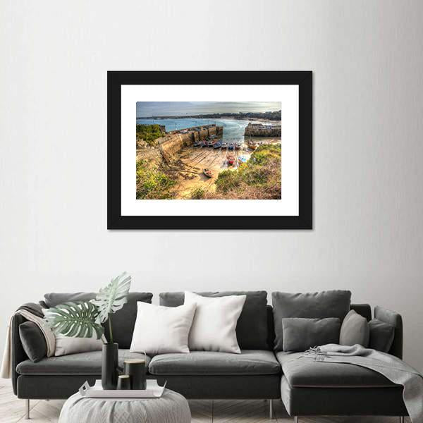 Newquay Harbour UK Canvas Wall Art-3 Horizontal-Gallery Wrap-25" x 16"-Tiaracle
