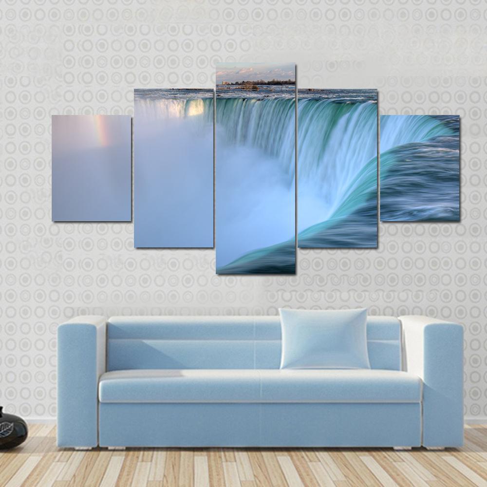 Niagara Waterfalls From Canadian Side Canvas Wall Art-5 Star-Gallery Wrap-62" x 32"-Tiaracle