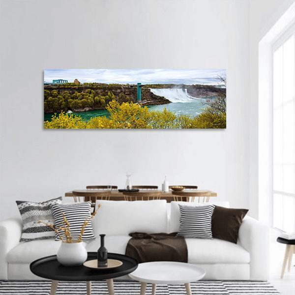Nicaragua Falls Trees Panoramic Canvas Wall Art-1 Piece-36" x 12"-Tiaracle