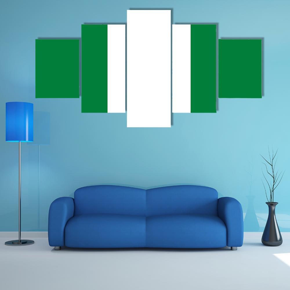 Nigeria Flag Canvas Wall Art-5 Star-Gallery Wrap-62" x 32"-Tiaracle