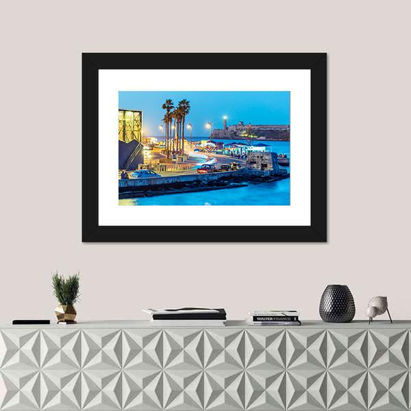 Night Falling In Old Havana Canvas Wall Art-1 Piece-Framed Print-20" x 16"-Tiaracle