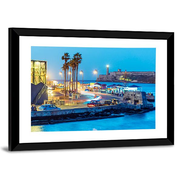 Night Falling In Old Havana Canvas Wall Art-3 Horizontal-Gallery Wrap-25" x 16"-Tiaracle
