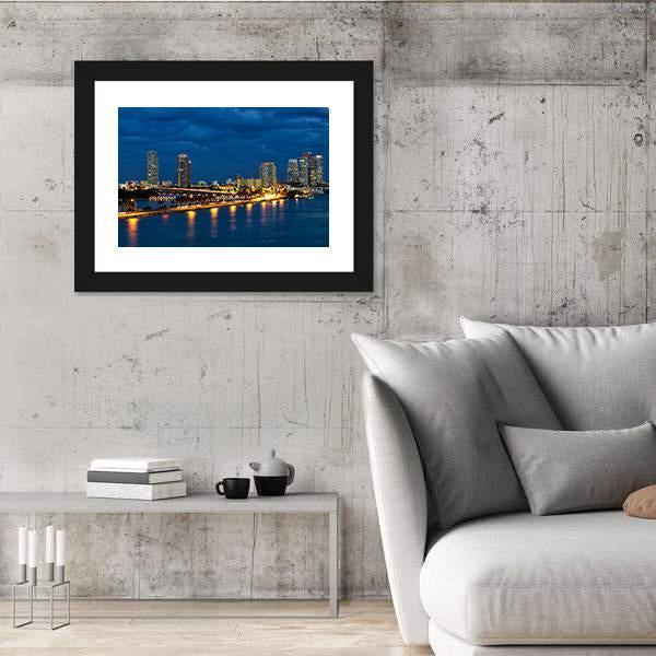 Night In Miami Florida Canvas Wall Art-3 Horizontal-Gallery Wrap-25" x 16"-Tiaracle