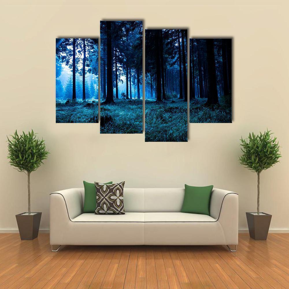 Autumn Forest In Thuringia Canvas Wall Art-4 Pop-Gallery Wrap-50" x 32"-Tiaracle