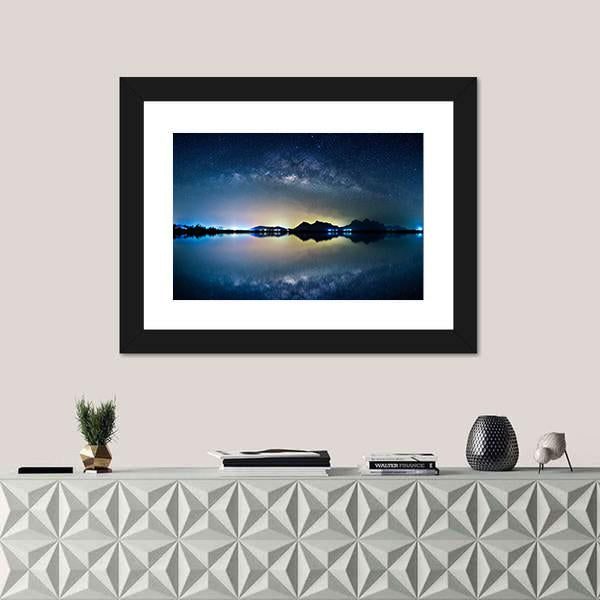 Night Sky With Stars Canvas Wall Art-1 Piece-Framed Print-20" x 16"-Tiaracle