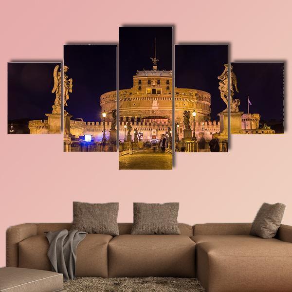 Castel Sant'Angelo Rome Canvas Wall Art-5 Star-Gallery Wrap-62" x 32"-Tiaracle