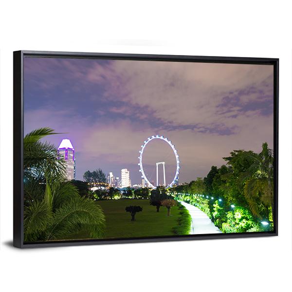 Night View Of Garden Singapore Canvas Wall Art-3 Horizontal-Gallery Wrap-25" x 16"-Tiaracle