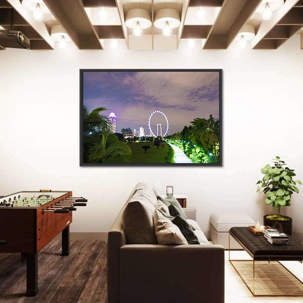 Night View Of Garden Singapore Canvas Wall Art-3 Horizontal-Gallery Wrap-25" x 16"-Tiaracle