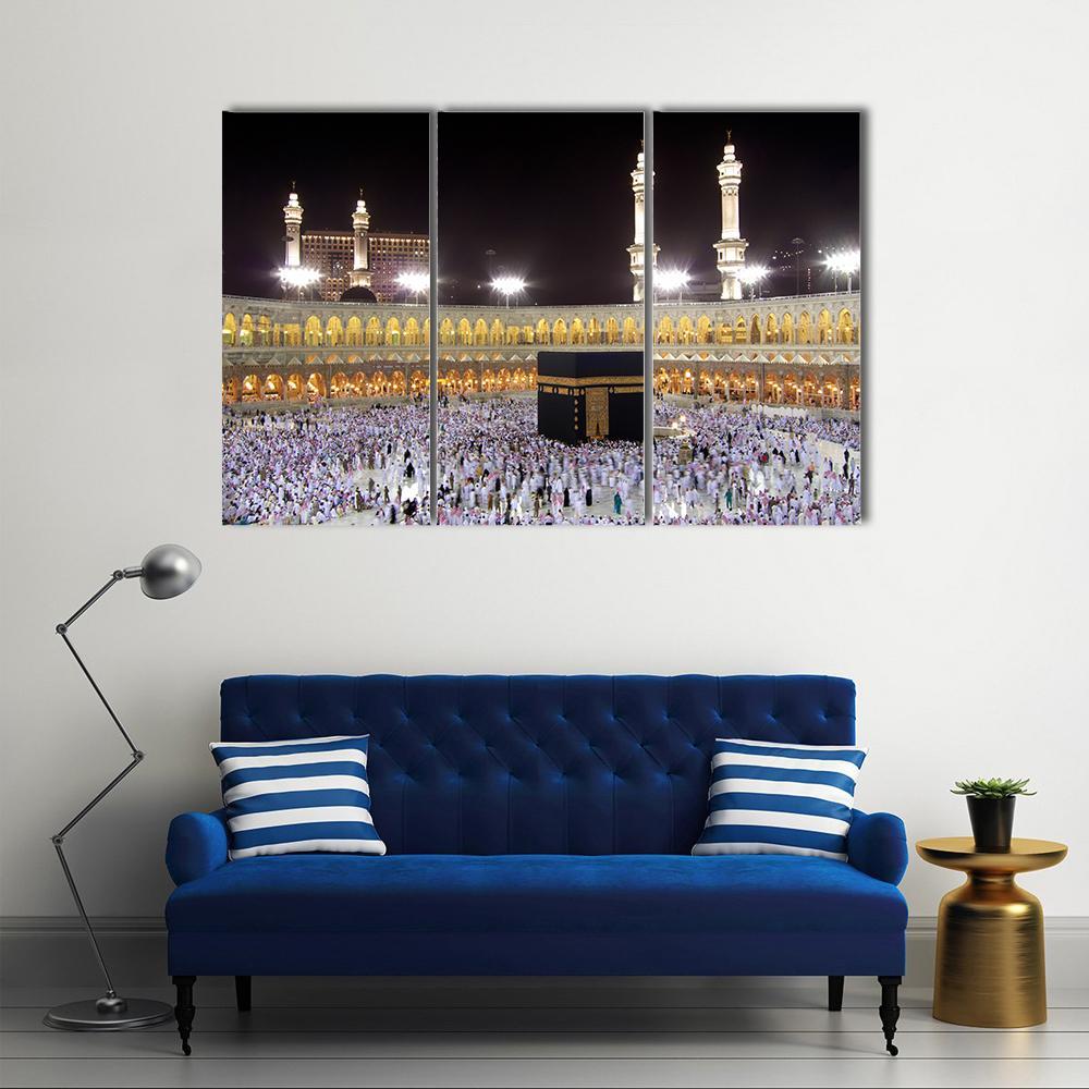 Night View Of Holy Kaaba Canvas Wall Art-3 Horizontal-Gallery Wrap-37" x 24"-Tiaracle