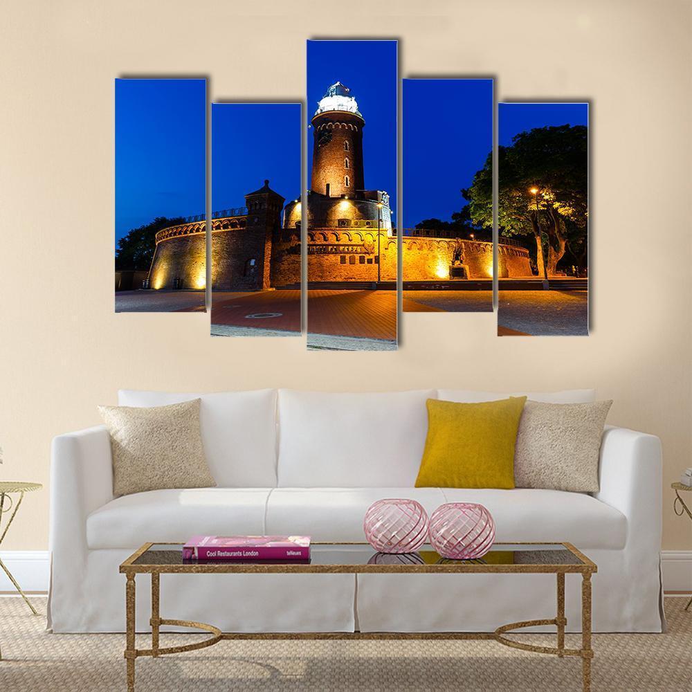 Lighthouse In Kolobrzeg Canvas Wall Art-5 Pop-Gallery Wrap-47" x 32"-Tiaracle