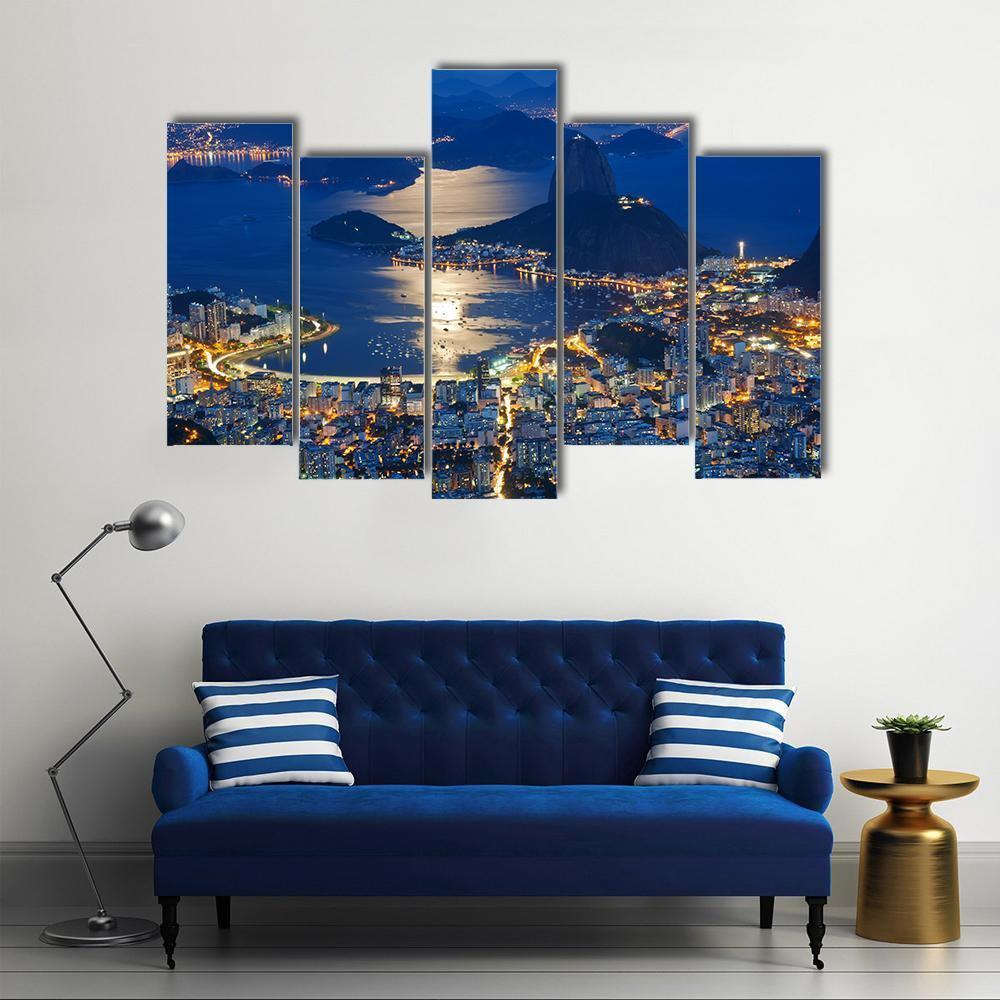 Mountain Sugar Loaf At Night Canvas Wall Art-5 Pop-Gallery Wrap-47" x 32"-Tiaracle
