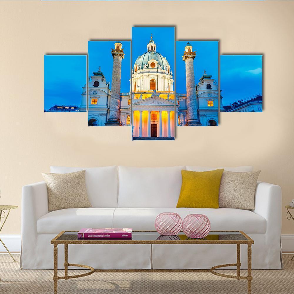St Charles Church Canvas Wall Art-5 Star-Gallery Wrap-62" x 32"-Tiaracle