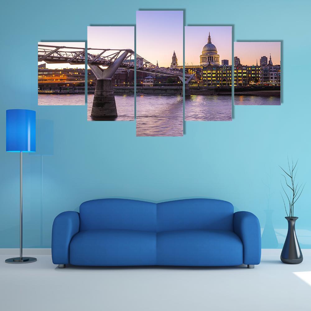 St Paul Cathedral UK Canvas Wall Art-5 Star-Gallery Wrap-62" x 32"-Tiaracle
