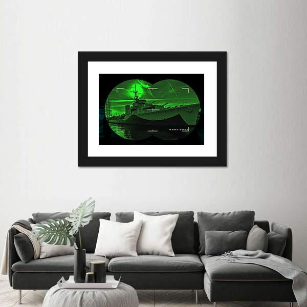 Night Vision Watching Warship Canvas Wall Art-3 Horizontal-Gallery Wrap-25" x 16"-Tiaracle