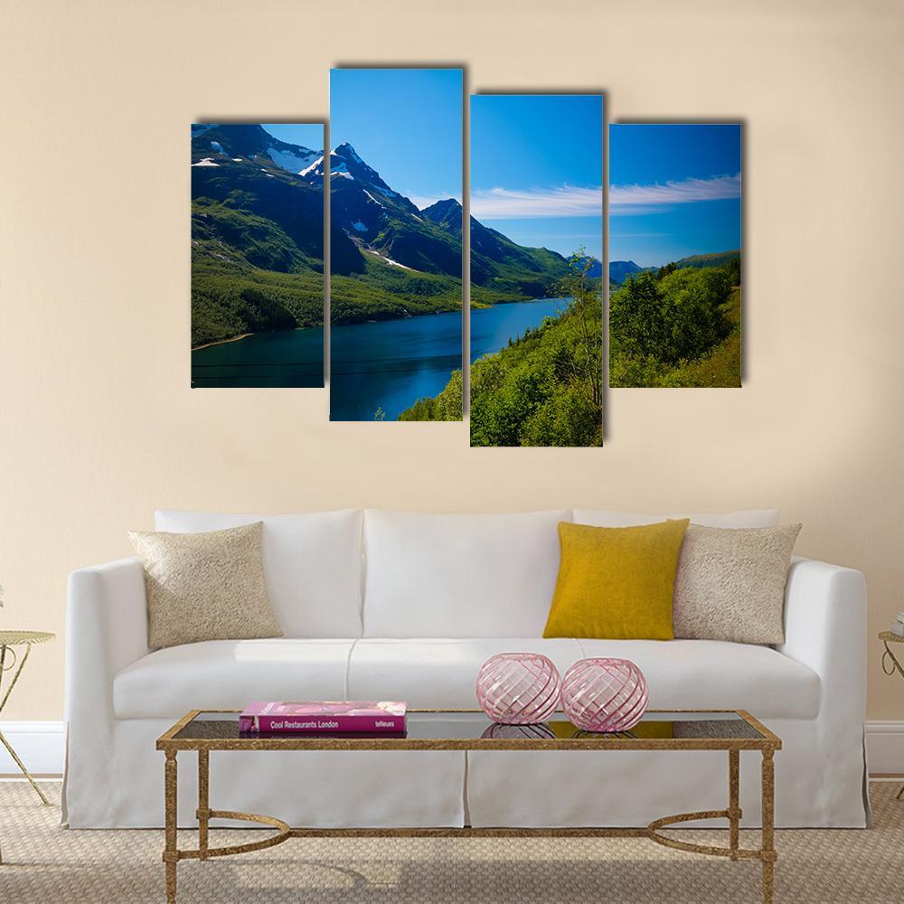 Nordfjorden & Svartisen Glacier Canvas Wall Art-4 Pop-Gallery Wrap-50" x 32"-Tiaracle