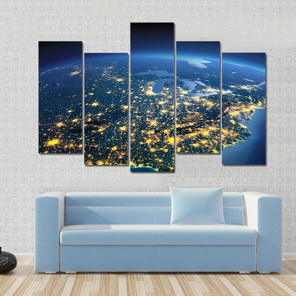 Gulf Of Mexico From Space Canvas Wall Art-5 Pop-Gallery Wrap-47" x 32"-Tiaracle