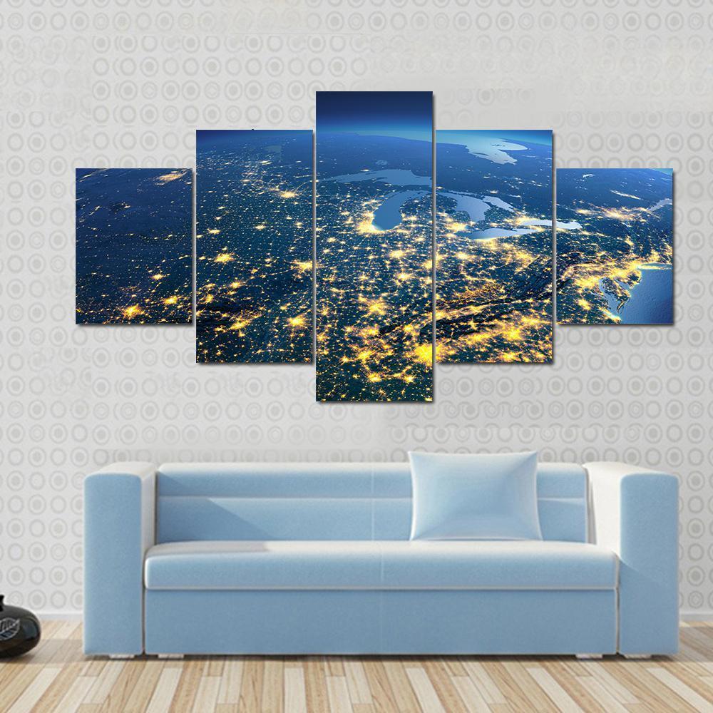 Gulf Of Mexico From Space Canvas Wall Art-5 Star-Gallery Wrap-62" x 32"-Tiaracle