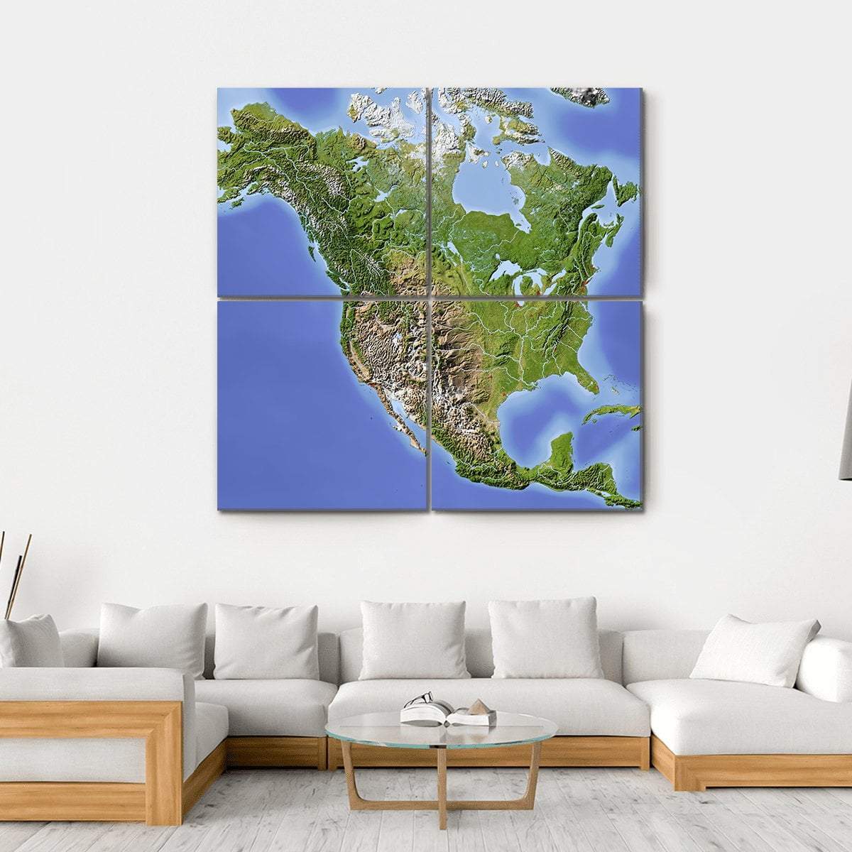 North & Central America Canvas Wall Art-4 Square-Gallery Wrap-17" x 17"-Tiaracle