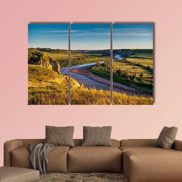 North Dakota Badlands Canvas Wall Art-3 Horizontal-Gallery Wrap-37" x 24"-Tiaracle