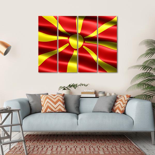 North Macedonia Flag Canvas Wall Art-4 Horizontal-Gallery Wrap-34" x 24"-Tiaracle