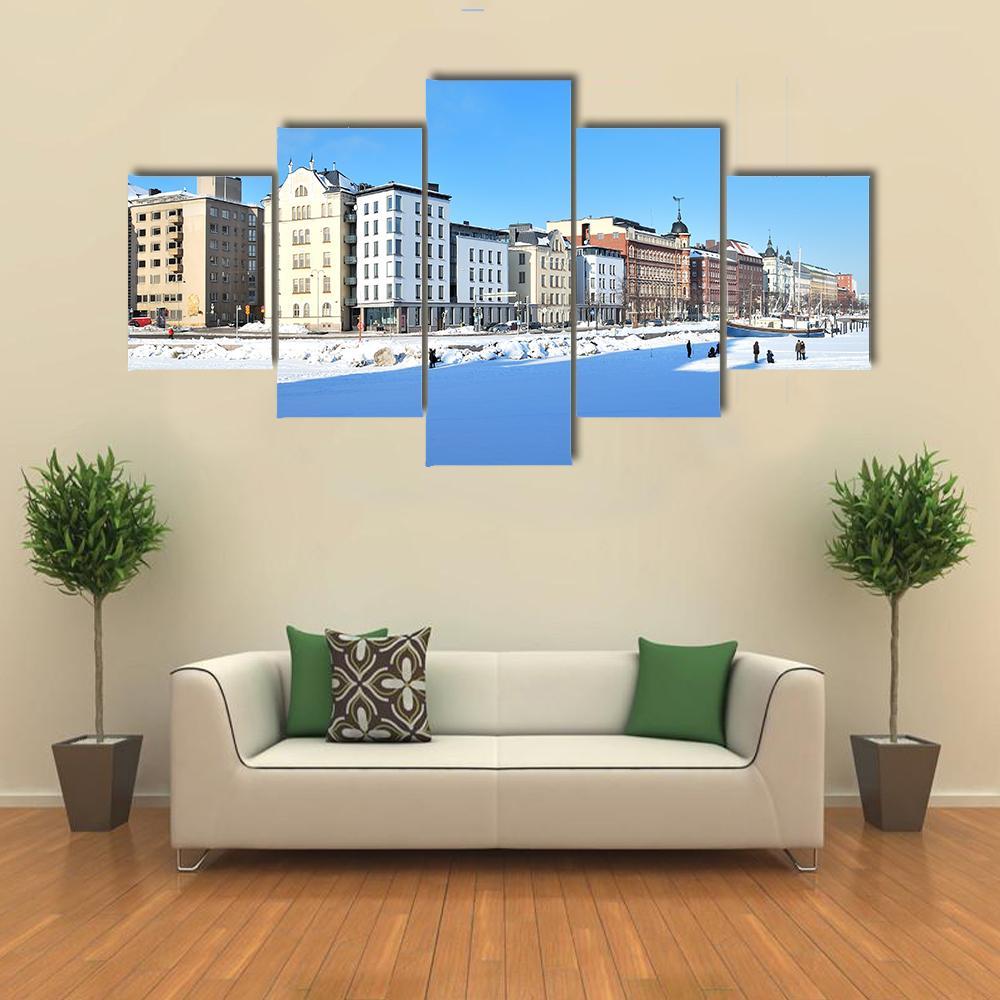 North Quay In Winter Canvas Wall Art-5 Star-Gallery Wrap-62" x 32"-Tiaracle