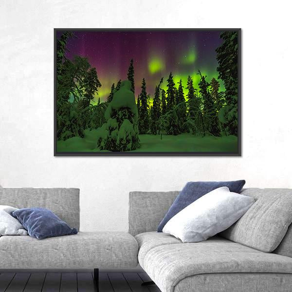 Northern Lights Finish Lapland Canvas Wall Art-3 Horizontal-Gallery Wrap-25" x 16"-Tiaracle