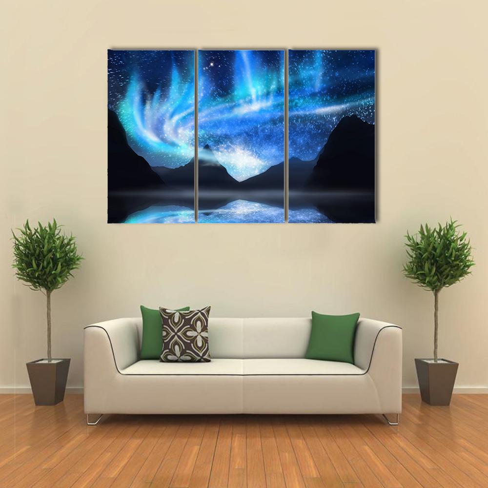 Northern Lights In Alaska Canvas Wall Art-3 Horizontal-Gallery Wrap-25" x 16"-Tiaracle