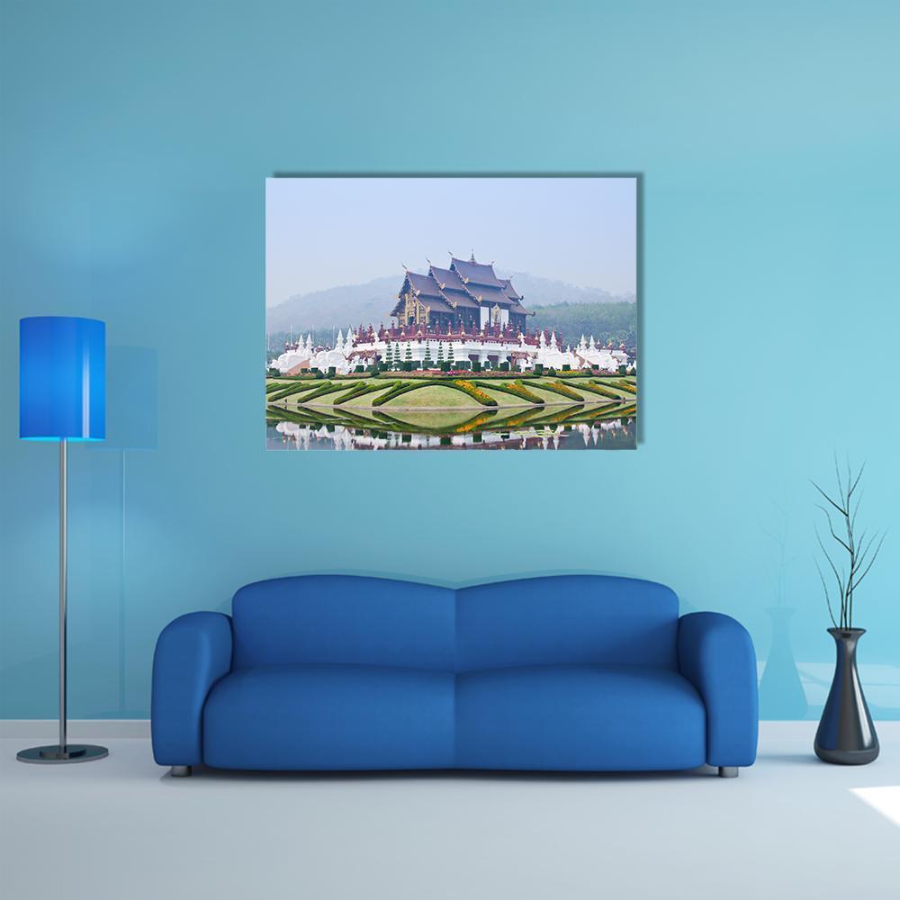 Northern Thai Style Building Canvas Wall Art-1 Piece-Gallery Wrap-48" x 32"-Tiaracle