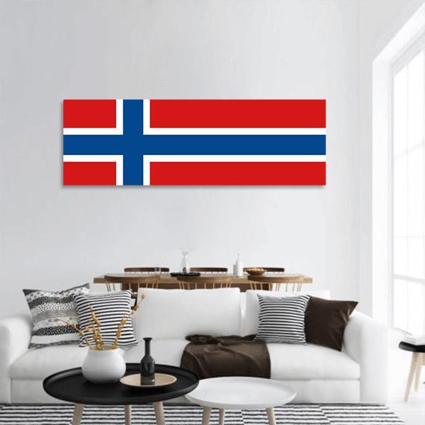 Norway Flag Panoramic Canvas Wall Art-1 Piece-36" x 12"-Tiaracle